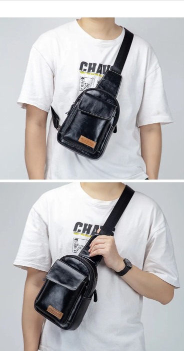 Geanta barbati, Charles GB5512, Piele Naturala, Negru, 24x17x8 cm [5]