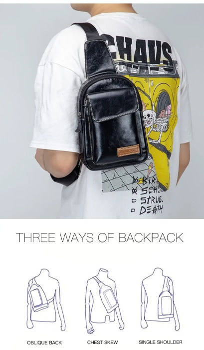 Geanta barbati, Charles GB5512, Piele Naturala, Negru, 24x17x8 cm [6]