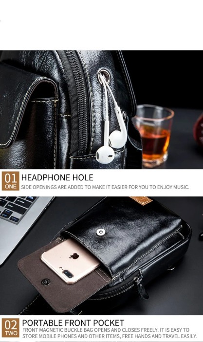 Geanta barbati, Charles GB5512, Piele Naturala, Negru, 24x17x8 cm [11]