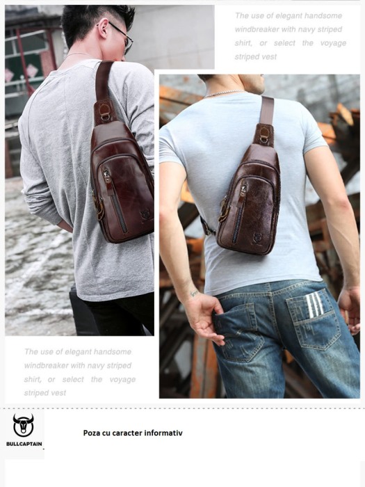 Geanta barbati BULLCAPTAIN, borseta de serviciu, geanta de umar, BC-100, Piele Naturala, 32x18x5.5CM [4]