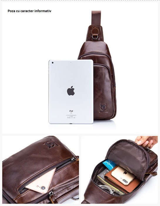 Geanta barbati BULLCAPTAIN, borseta de serviciu, geanta de umar, BC-100, Piele Naturala, 32x18x5.5CM [3]