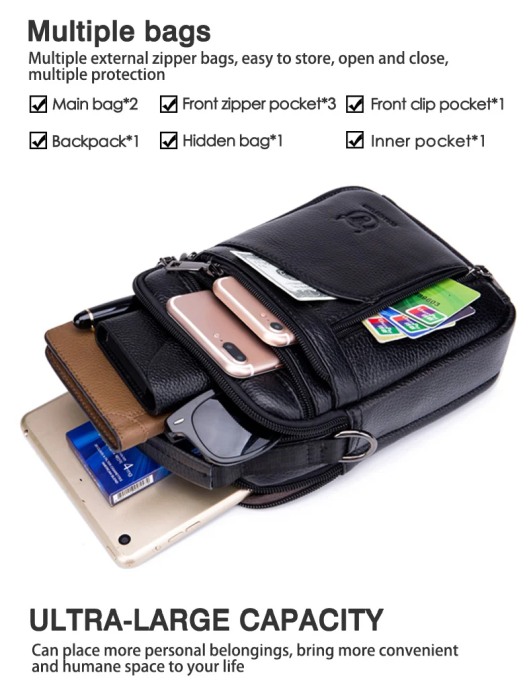 Geanta barbati, Henry GB7687, Piele Naturala, Negru, 23x18x7.5cm [6]