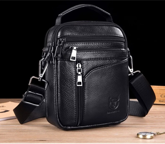 Geanta barbati, Henry GB7687, Piele Naturala, Negru, 23x18x7.5cm [2]