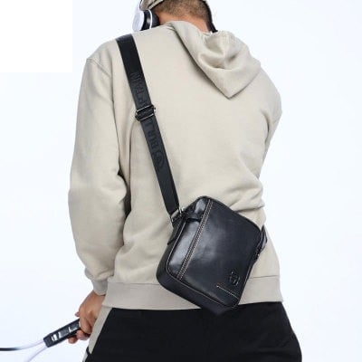 Geanta barbati, Austin GB5527, Piele Naturala, Negru, 23x19x7 cm [13]