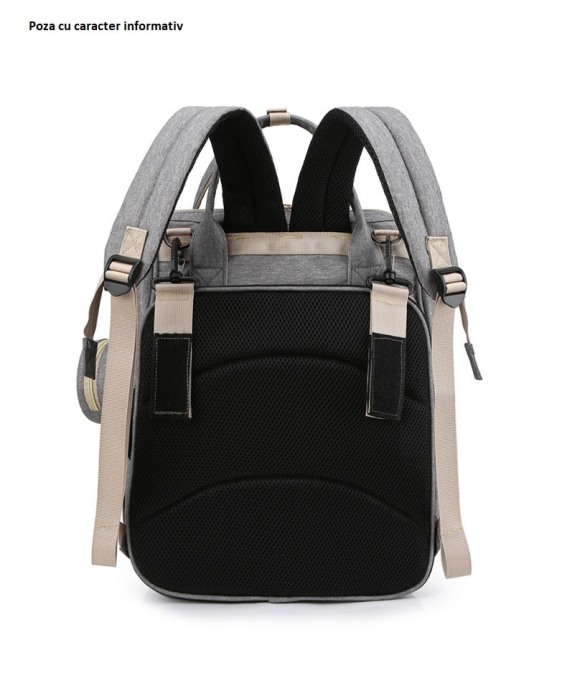 Geanta Bebe Avamsi AVALL-HT9011 tip rucsac scutece cu patut pliabil, Straight, incapatoare, impermeabila, versatila, ergonomica si sigura pentru mama, tata si copil [7]