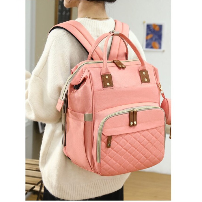 Geanta Bebe Avamsi AVALL-HT9011 tip rucsac scutece cu patut pliabil, Straight, incapatoare, impermeabila, versatila, ergonomica si sigura pentru mama, tata si copil [2]