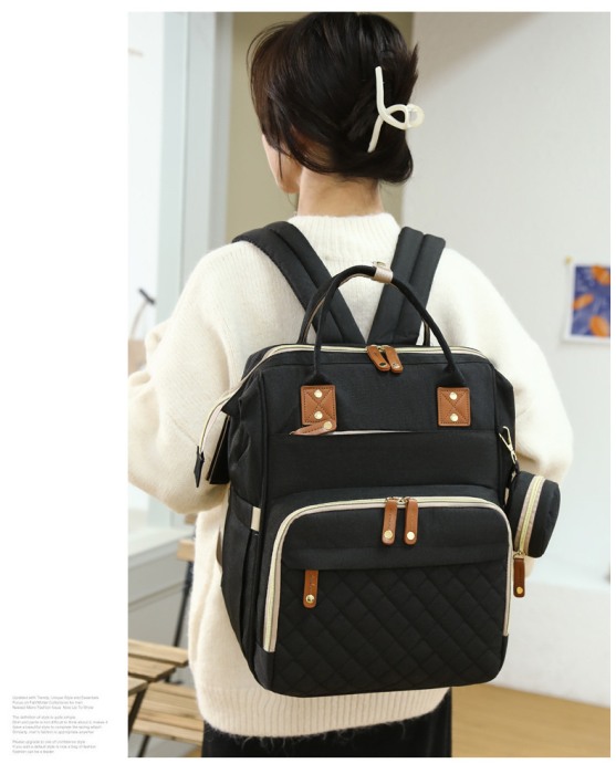 Geanta Bebe Avamsi AVALL-HT9011 tip rucsac scutece cu patut pliabil, Straight, incapatoare, impermeabila, versatila, ergonomica si sigura pentru mama, tata si copil [3]