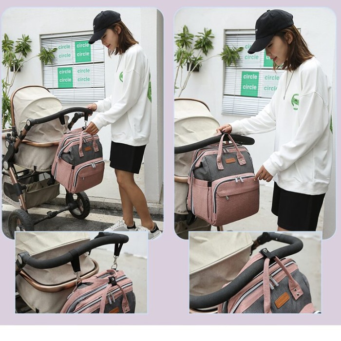 Geanta Bebe Avamsi LL-1 tip rucsac scutece cu patut pliabil, Straight, incapatoare, impermeabila, versatila, ergonomica si sigura pentru mama, tata si copil [9]
