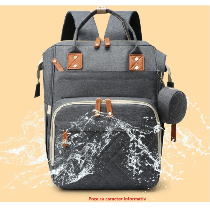 Geanta Bebe Ecaterina LL-HT9010  tip rucsac scutece, Straight, incapatoare, impermeabila, versatila, ergonomica si sigura pentru mama, tata si copil [6]