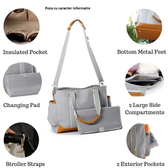 Geanta Bebe Avamsi LL-MF1801 tip rucsac scutece, Straight, incapatoare, impermeabila, versatila, ergonomica si sigura pentru mama, tata si copil [8]
