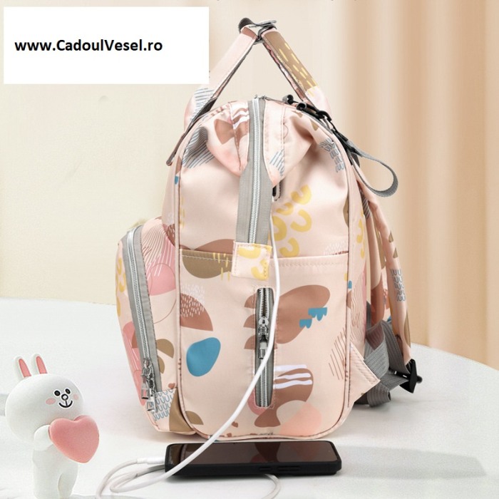 Geanta Bebe Delfina MB17 tip rucsac scutece, Straight, incapatoare, impermeabila, versatila, ergonomica si sigura pentru mama, tata si copil, 38x26x18 cm [12]