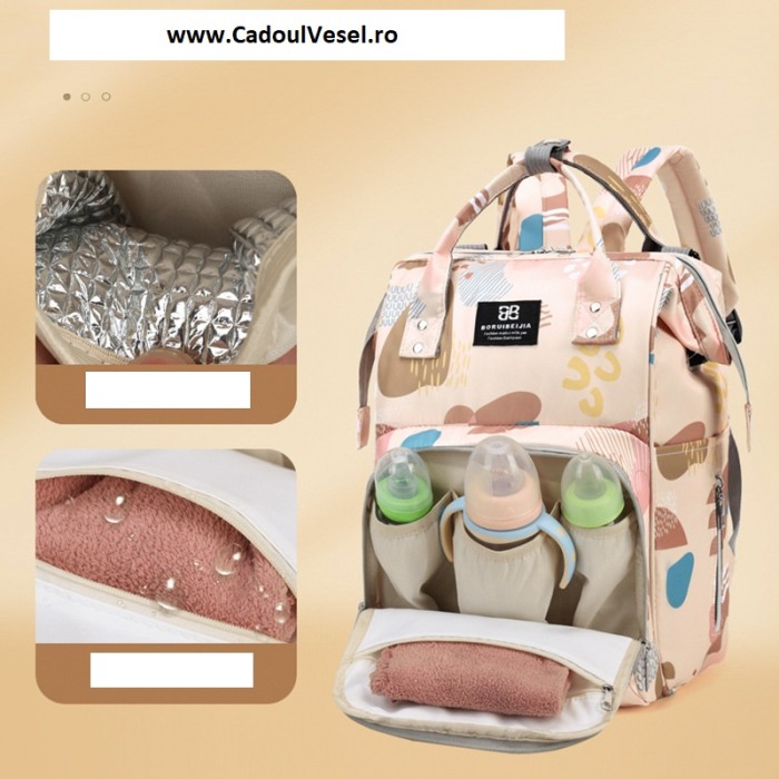 Geanta Bebe Delfina MB17 tip rucsac scutece, Straight, incapatoare, impermeabila, versatila, ergonomica si sigura pentru mama, tata si copil, 38x26x18 cm [11]
