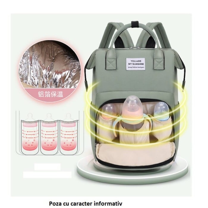 Geanta Bebe Lena MB38 tip rucsac scutece, Straight, incapatoare, impermeabila, versatila, ergonomica si sigura pentru mama, tata si copil, 38x26x18 cm [8]
