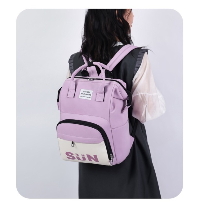 Geanta Bebe Lena MB38 tip rucsac scutece, Straight, incapatoare, impermeabila, versatila, ergonomica si sigura pentru mama, tata si copil, 38x26x18 cm [6]