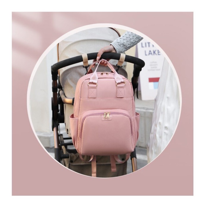 Geanta Bebe Ruby MB23 tip rucsac scutece, Straight, incapatoare, impermeabila, versatila, ergonomica si sigura pentru mama, tata si copil, 39x29x15 cm [9]