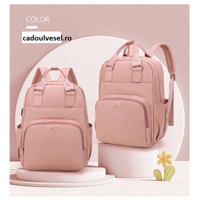 Geanta Bebe Ruby MB23 tip rucsac scutece, Straight, incapatoare, impermeabila, versatila, ergonomica si sigura pentru mama, tata si copil, 39x29x15 cm [18]
