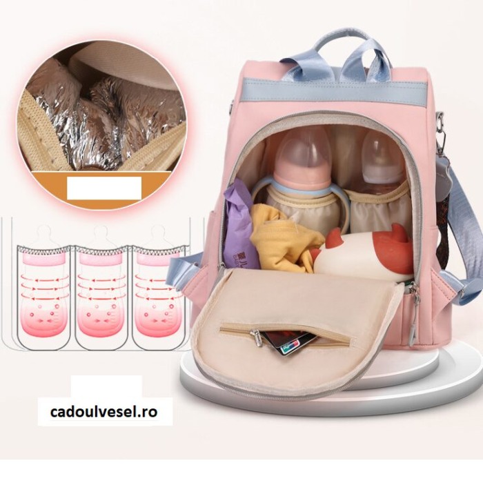 Geanta Bebe Sara MB42 tip rucsac scutece, Straight, incapatoare, impermeabila, versatila, ergonomica si sigura pentru mama, tata si copil, 32x31x14 cm [6]