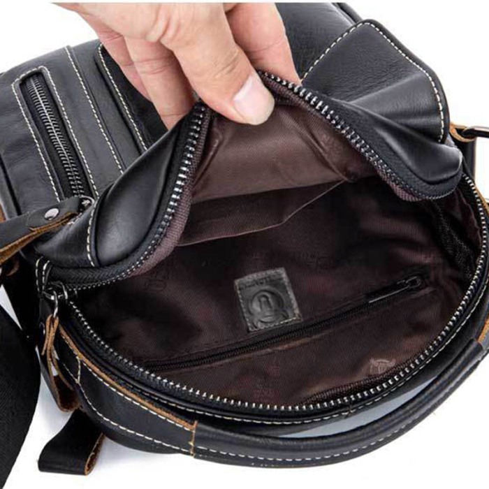 Geanta barbati, William GB5676, Piele Naturala, Negru 23x18x8 cm [2]