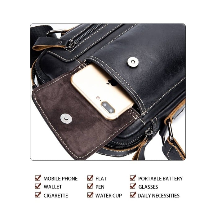 Geanta barbati, William GB5676, Piele Naturala, Negru 23x18x8 cm [6]