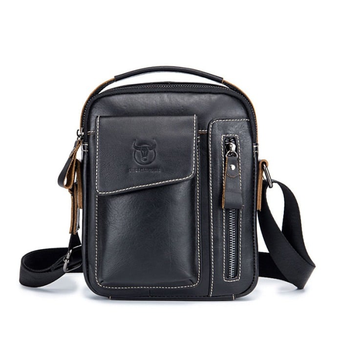 Geanta barbati, William GB5676, Piele Naturala, Negru 23x18x8 cm [4]