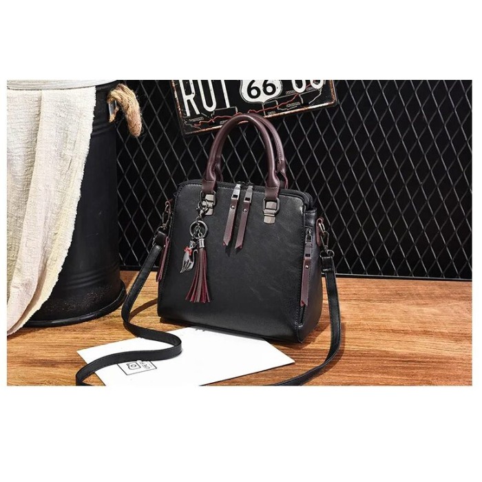 Geanta dama AVAMSI, BS-8687, bareta pentru umar, Negru, 26x24x11 cm [7]