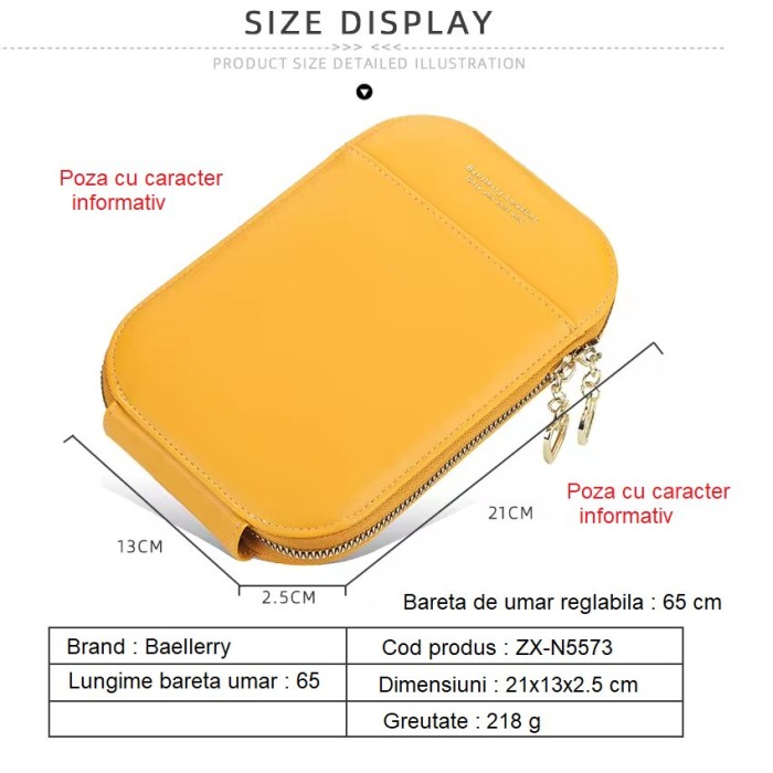 Geanta Dama, Baellerry, ZX-N5573, Roz, 21x13x2.5 cm [10]
