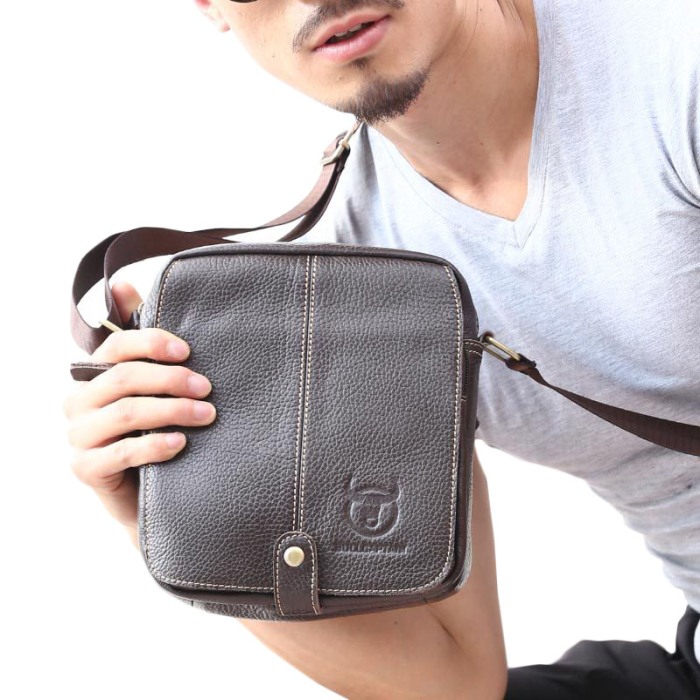 Geanta Piele Naturala, BullCaptain, BC-07-L, Maro, 22x21x8 cm [4]