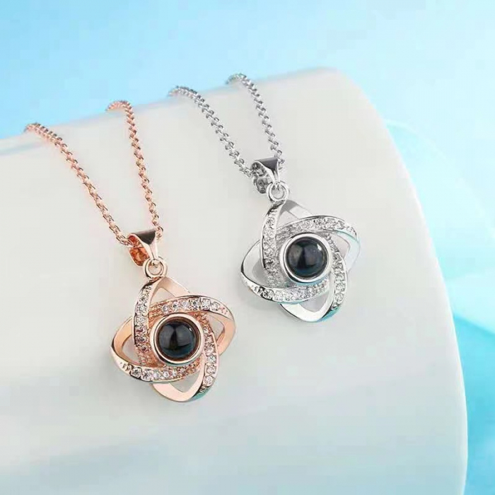 Lantisor cu pandativ din argint  925, LD744, Perla nocturna, placat cu rodiu [3]