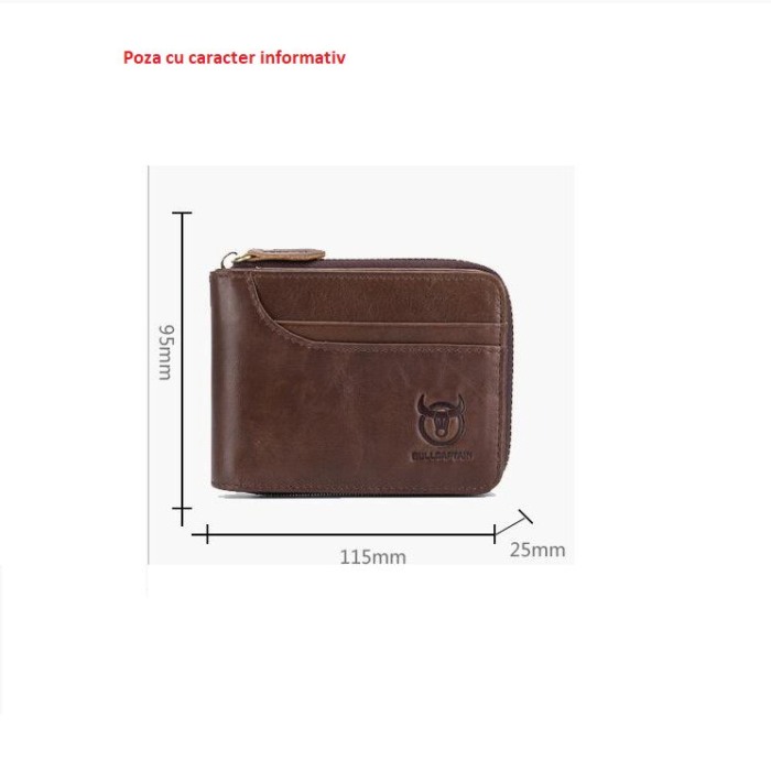 Portofel Barbati, Bullcaptain, BC-029, 11.5x9.5x2.5 cm Piele naturala [8]