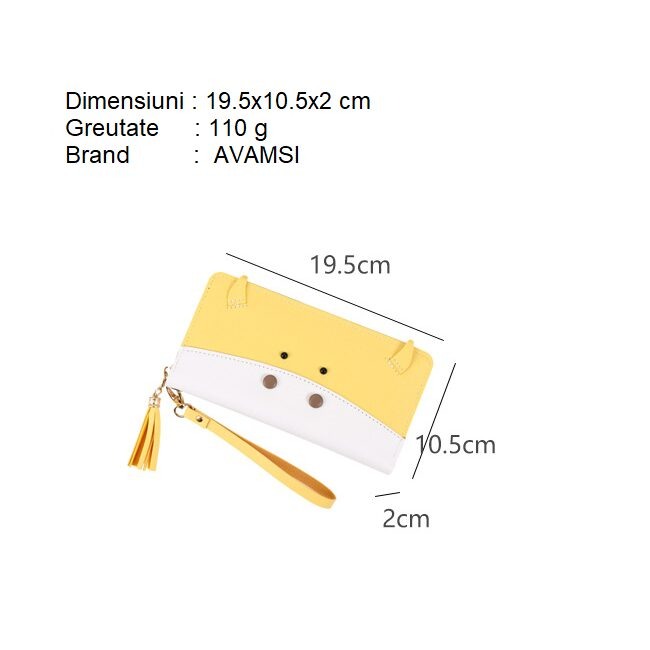 Portofel Dama, AVAMSI, KXM-C079-103, Galben, 19x10.5x2.5 cm [2]