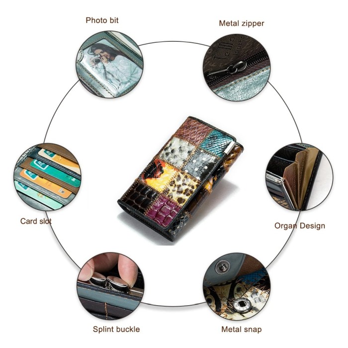 Portofel Dama, AVAMSI, WST-544, Multicolor, Piele naturala, 15.5x8.5x2.5 cm [2]