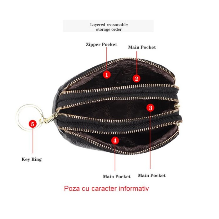 Portofel Dama, AVAMSI, YT-0015, 13x7.5x5.5 cm, Piele naturala [7]