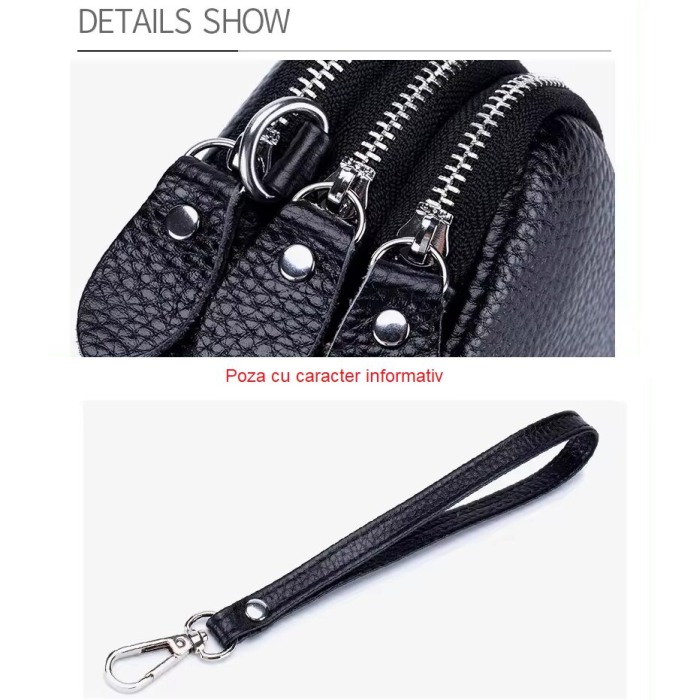 Portofel Dama, AVAMSI, YT-003, Rosu, 17x9.5x5 cm Piele naturala [5]