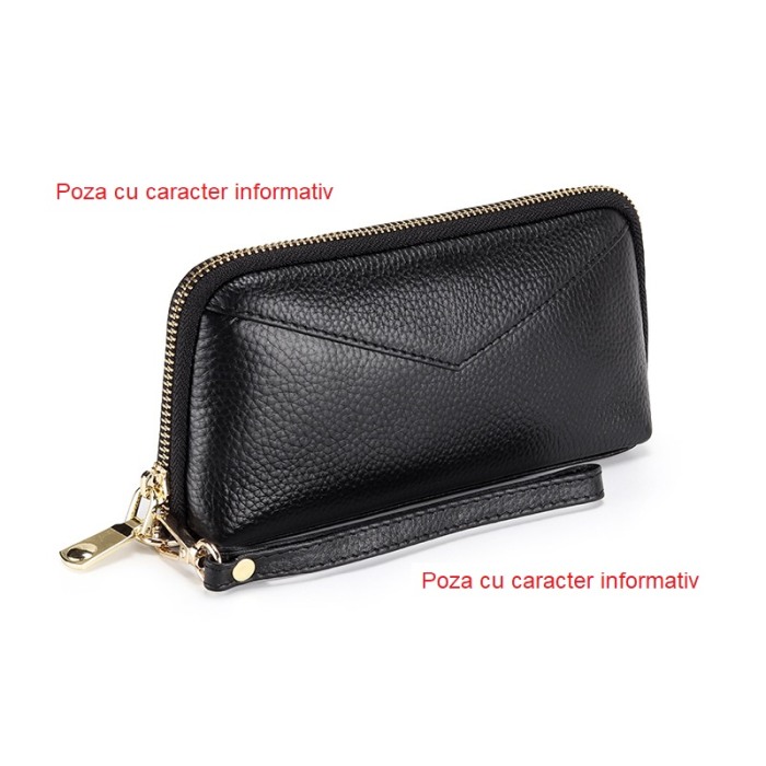 Portofel Dama, AVAMSI, YT-1348, Negru, 19x11x4 cm Piele naturala [7]