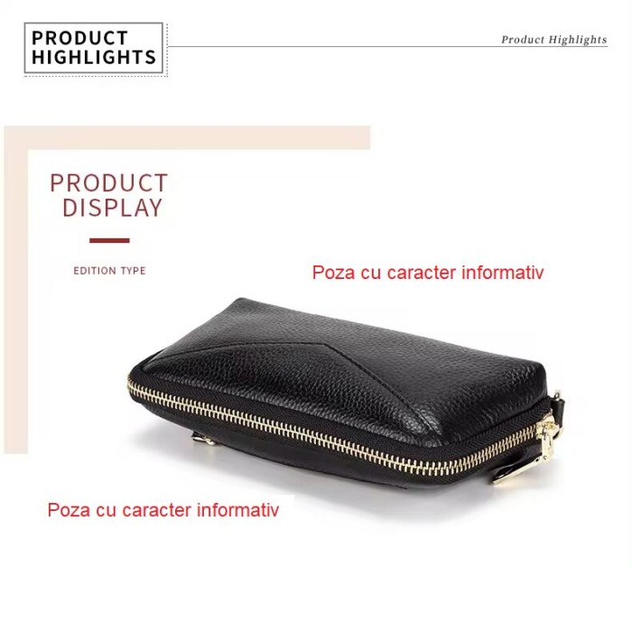 Portofel Dama, AVAMSI, YT-1348, Negru, 19x11x4 cm Piele naturala [5]