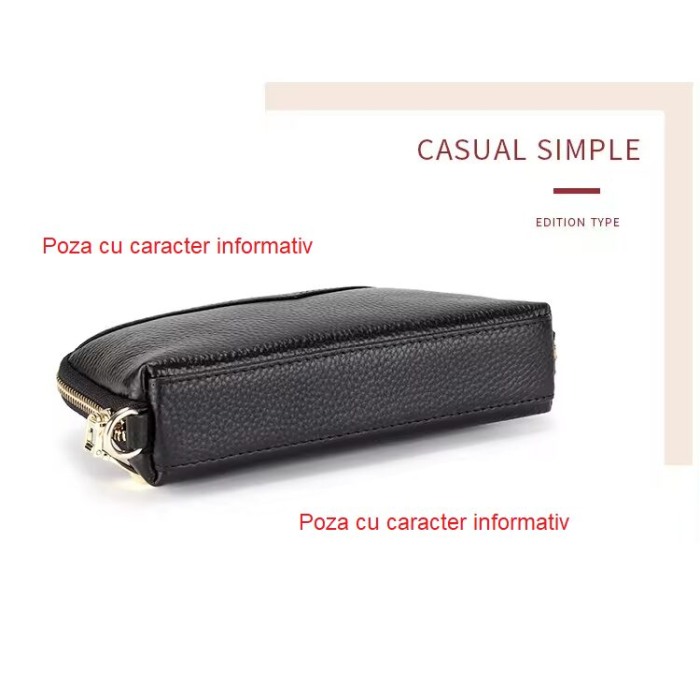 Portofel Dama, AVAMSI, YT-1348, Negru, 19x11x4 cm Piele naturala [4]