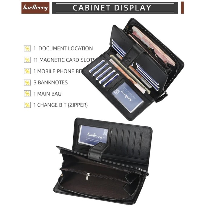 Portofel Unisex, Dama, Barbati, Baellerry, ZX-C9156, Negru, 22x11x4 cm [8]