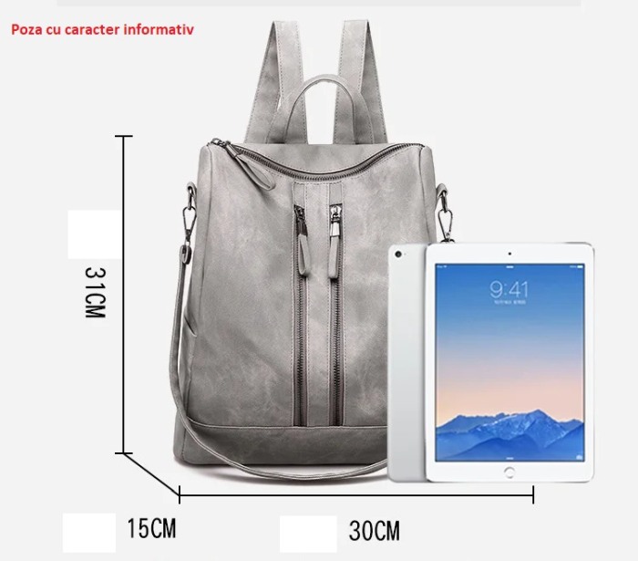 Rucsac dama, AVAMSI, ZLD-0291, Negru,  31x30x15 cm [8]