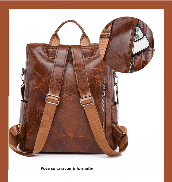 Rucsac dama, Elena, RD772, Negru, 33x32x15 cm [8]