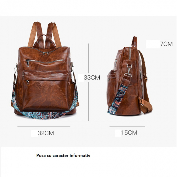 Rucsac dama, Elena, RD772, Negru, 33x32x15 cm [4]