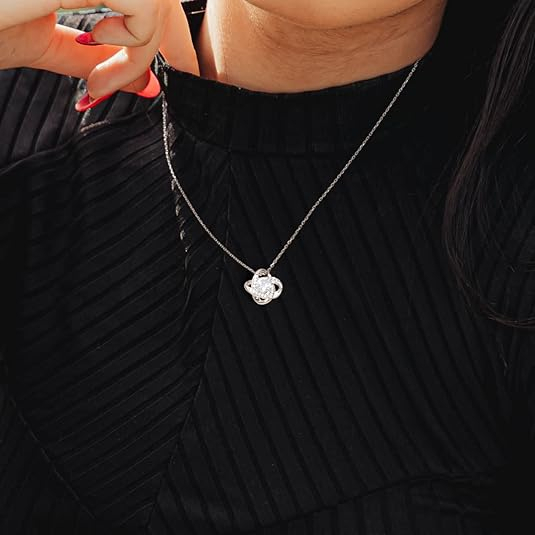 Set Cadou pentru Iubită LD741Y – Colier Love Knot din Argint 925 placat cu rodiu, cu Pandantiv Elegant, Cutie Cadou și Felicitare [6]