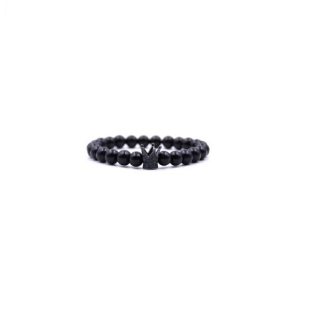 BRATARI BARBATI - Bratara Black Diamond AVAMSI din roca vulcanica, pietre semipretioase, unisex, reglabila, BB99