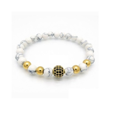 BRATARI BARBATI - Bratara Diamond White AVAMSI din roca vulcanica, pietre semipretioase, unisex, reglabila, BB123