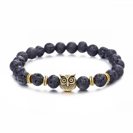 BRATARI DAMA - Bratara unisex, Roca vulcanica, Feng Shui, OWL 4701, reglabila – Intelepciune, echilibru si protectie