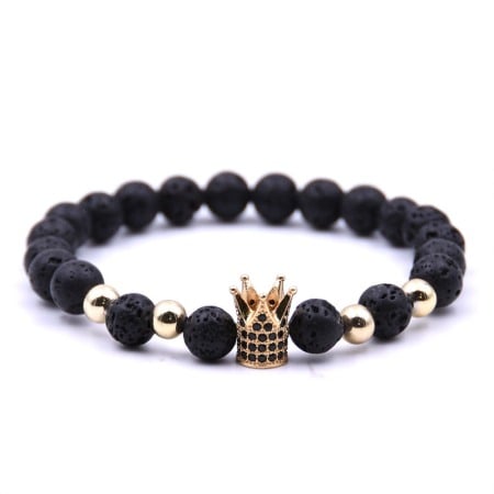 BRATARI BARBATI - Bratara King Golden yellow AVAMSI din roca vulcanica, pietre semipretioase, unisex, reglabila BB26