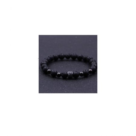 BRATARI DAMA - Brățară unisex Kare 4707 din rocă vulcanică, cristale Zirconiu, placată cu aur ruteniu 18k – Feng Shui, echilibru și protecție