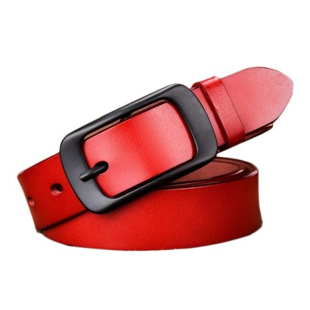 CURELE DAMA - Curea din Piele Naturala dama clasica AVAMSI OL-ZK-001, Rosu, 115x2.8 cm