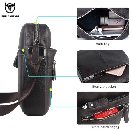 Geanta barbati, Hudson GB2967, Piele Naturala, Cafeniu, 21x19x7.5 cm [1]