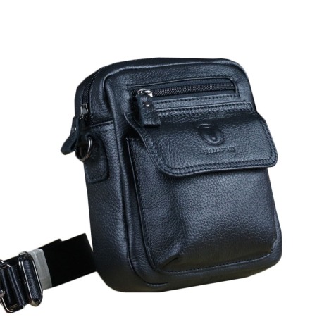 GENTI BARBATI - Geanta barbati, James GB7587, Piele Naturala, Negru, 20x16x8 cm