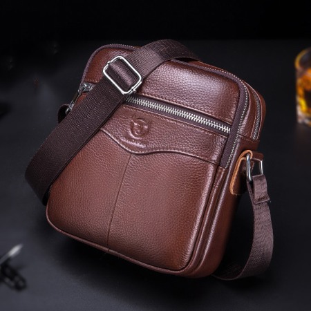 GENTI BARBATI - Geanta barbati, Arthur GB5656, Piele Naturala, Maro, 20x18x7 cm